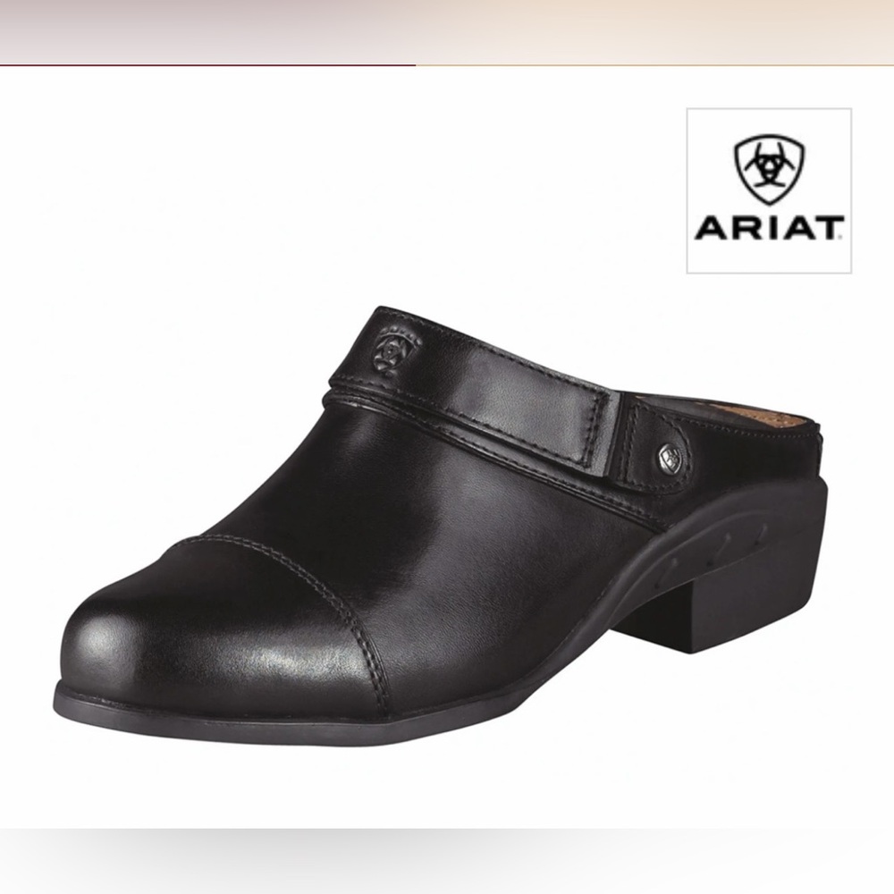 Ariat Black Leather Women's Mule with Low Block Heel -- 7B